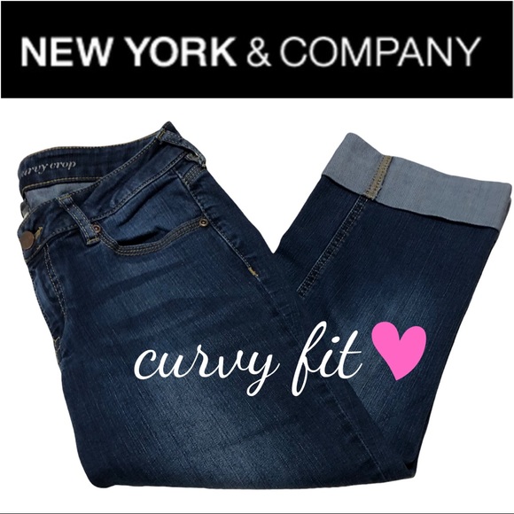Curvy Fit New York & Company Crop Jeans Medium Blue Wash Hourglass Figure Size 4 - Picture 1 of 7